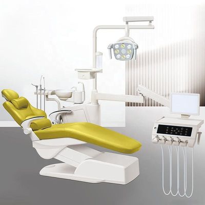 Cadeira odontológica elétrica cirúrgica de couro ergonômica com luz LED